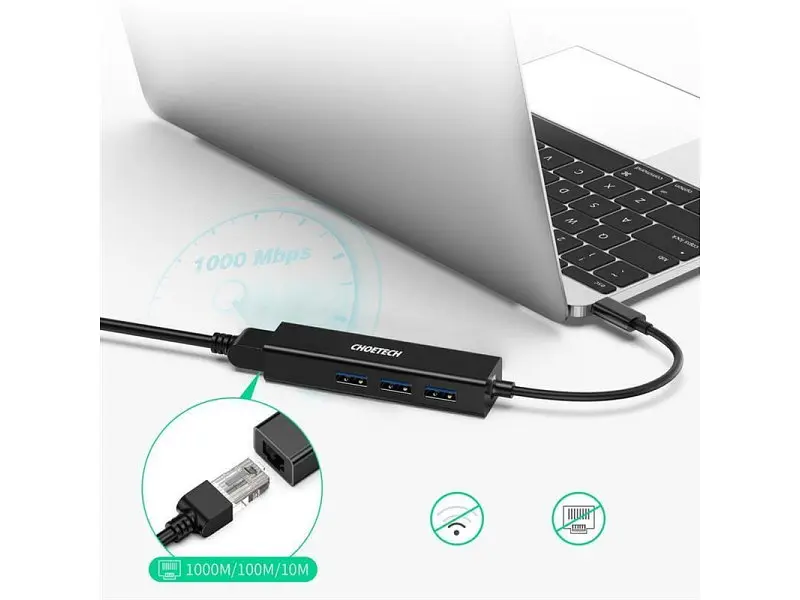 Мультипортовий адаптер Choetech 4-in-1 USB Type-C Adapter (HUB-U02) - фото 2