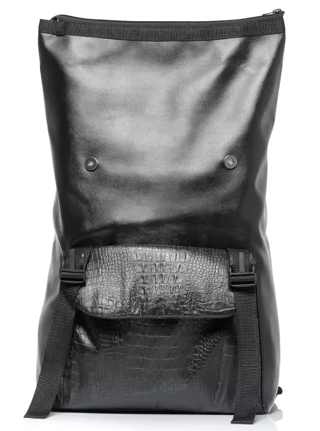 Рюкзак ролл Sambag унісекс RollTop Milton принт крокодила з клапаном чорний 41 х 30 х 16 см (24251070) - фото 4