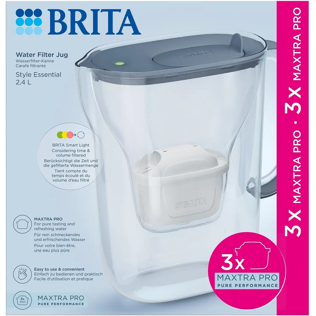 Фільтр-глечик Brita Style Essential Mxpro сіро-блакитний + 3 картриджа (1058103) - фото 7