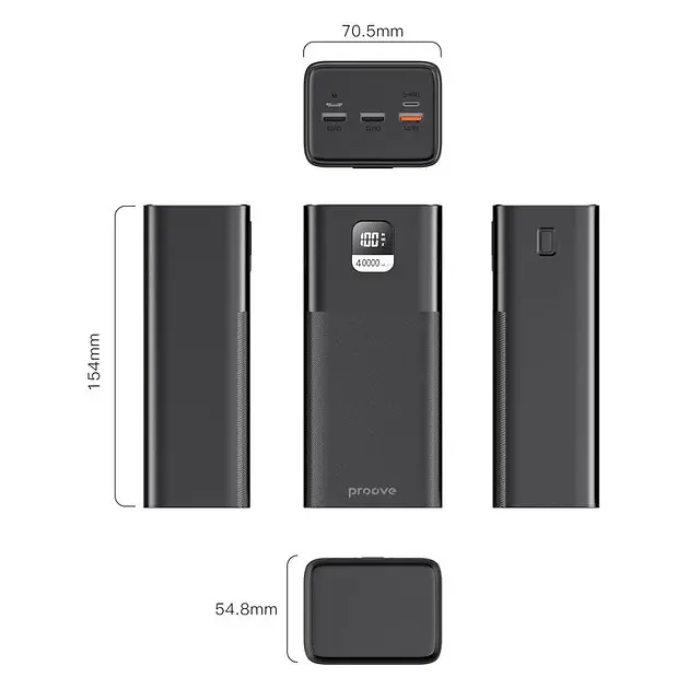 Портативна батарея - зовнішній акумулятор Proove Giant 40000mAh 100W чорний - фото 5