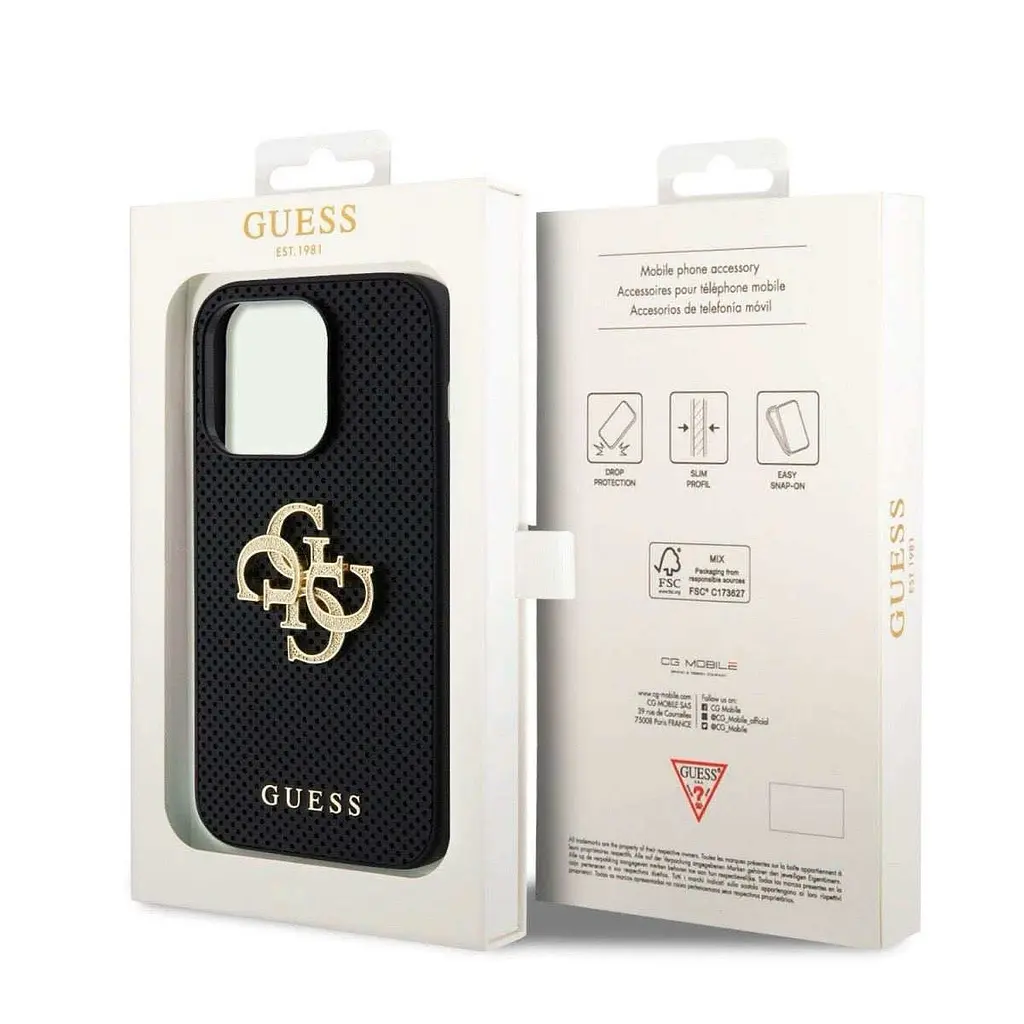 Чехол Guess PU Perforated 4G Glitter Metal Logo для iPhOne 15 Pro Max Black (GUHCP15XPSP4LGK) - фото 7