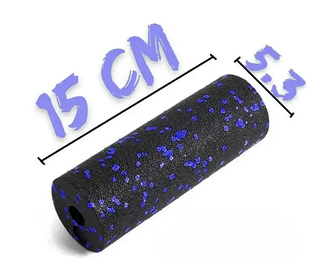 Набір для масажу та йоги PowerPlay PP_4091 EPP (2 м'ячики + валик масажер 15*5,3 см.) Blue + гумка 7,5 кг (PP_4091_Blue) - фото 7