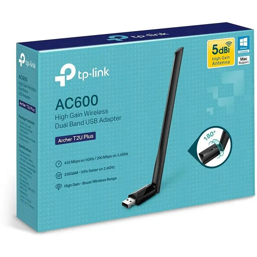 WiFi-адаптер TP-Link Archer T2U plus AC600 USB2.0 ext. ant - фото 7