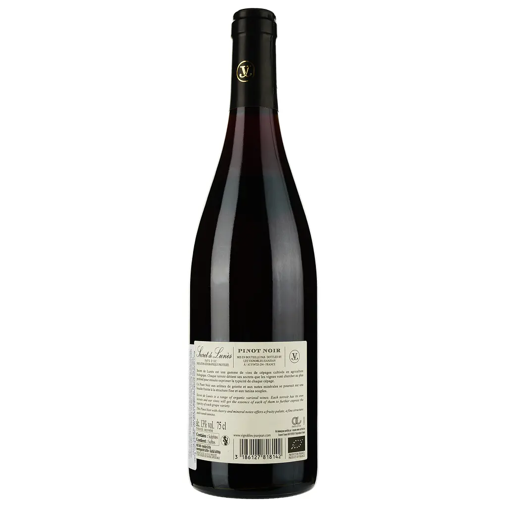 Вино Vignobles Jeanjean Vin De Pays D'oc Secret de Lunes Pinot Noir Bio червоне сухе 0.75 л - фото 2