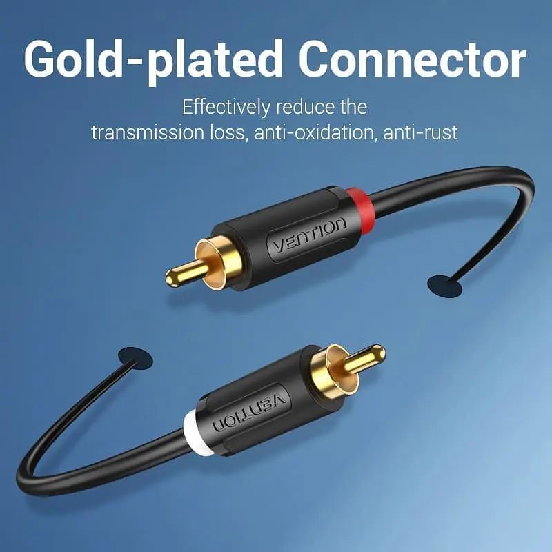 Кабель Audio 2RCA-2RCA Vention F/F 26К gold-plated 29 AWG 0.25m PVC Shell Black (BCMBD) - фото 8