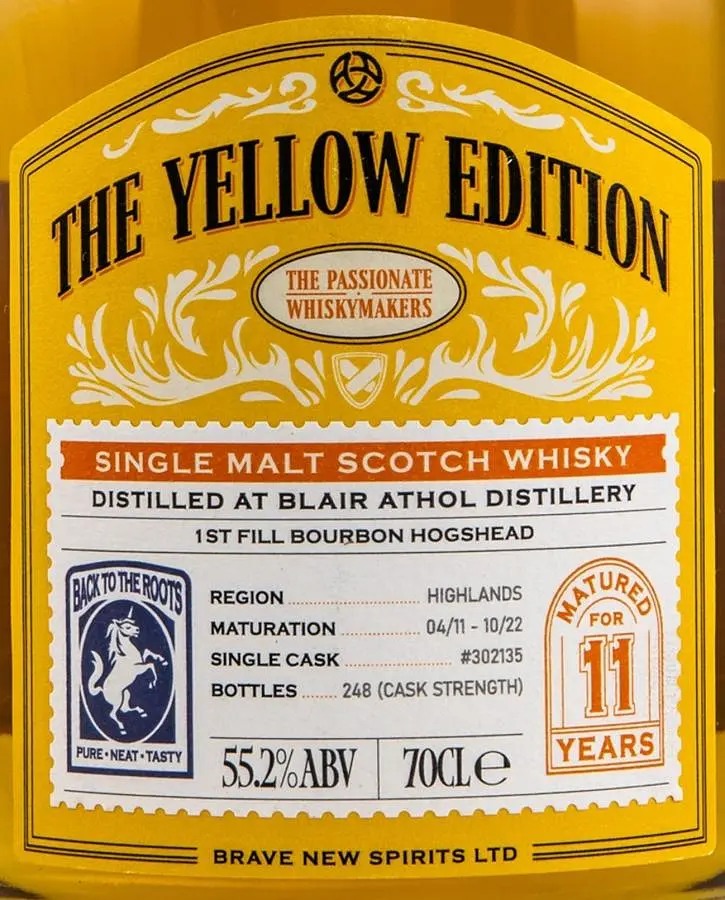 Виски Blair Athol 11 Years Old 1st fill Bourbon Hogshead The Yellow Edition 55.2% 0.7 л - фото 3