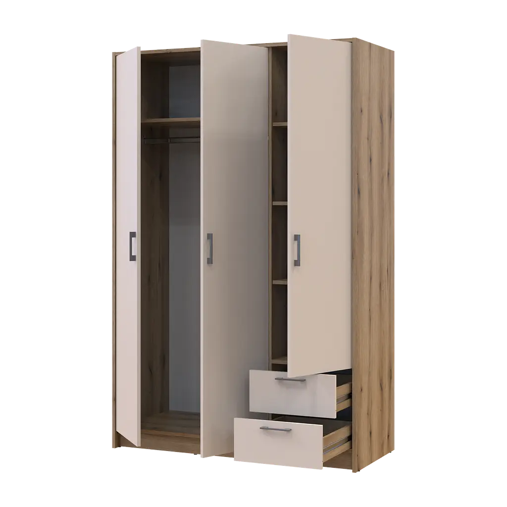 Шафа для одягу Doros Ронді Дуб Артизан/Кашемір 3ДСП 121х52х195 (80737815) - фото 2