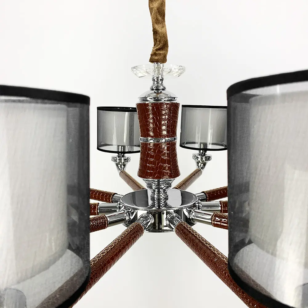 Плафонная люстра с элементами коричневой экокожи Line.F S 198/10 BR - фото 2