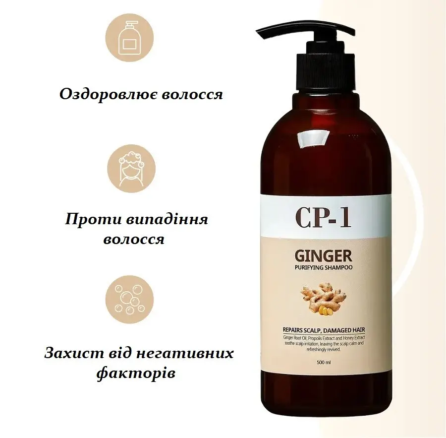 Шампунь для волосся з екстрактом імбиру Esthetic House CP-1 Ginger Purifying Shampoo - 500 мл - фото 3