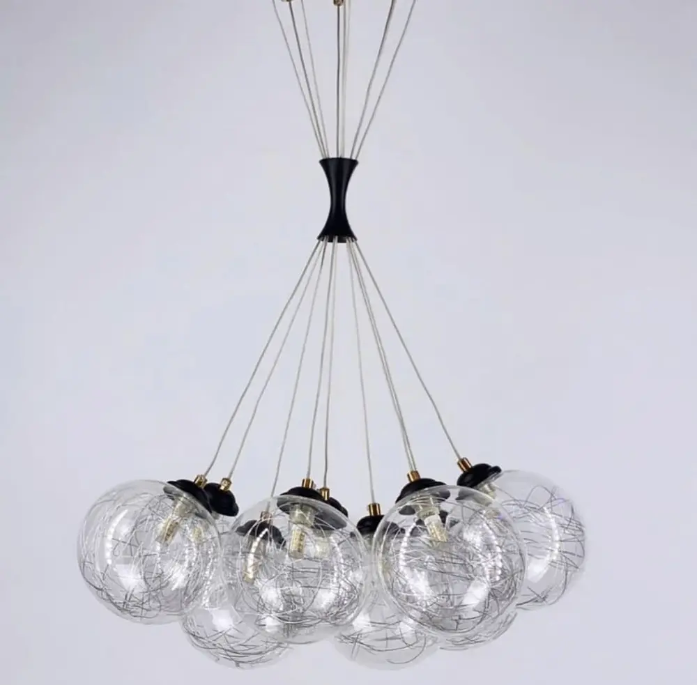 Подвесной светильник Transparent Bubbles на 9 плафонов с металлической нитью Line.F 371/9 - фото 2
