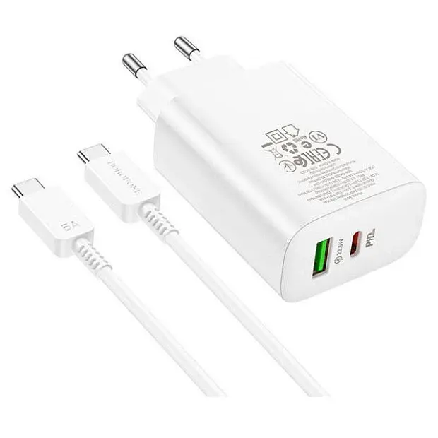 Зарядний пристрій Borofone BN10 PD 65W + QC3.0 (1Type-C/1USB) Білий - фото 3