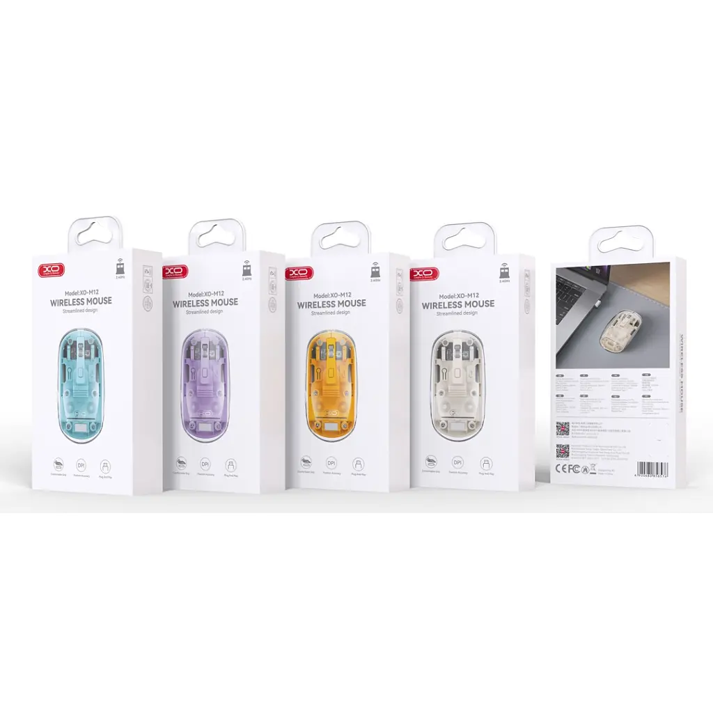 Мишка XO M12 Wireless Transparent/Yellow (M12 Yellow) - фото 5