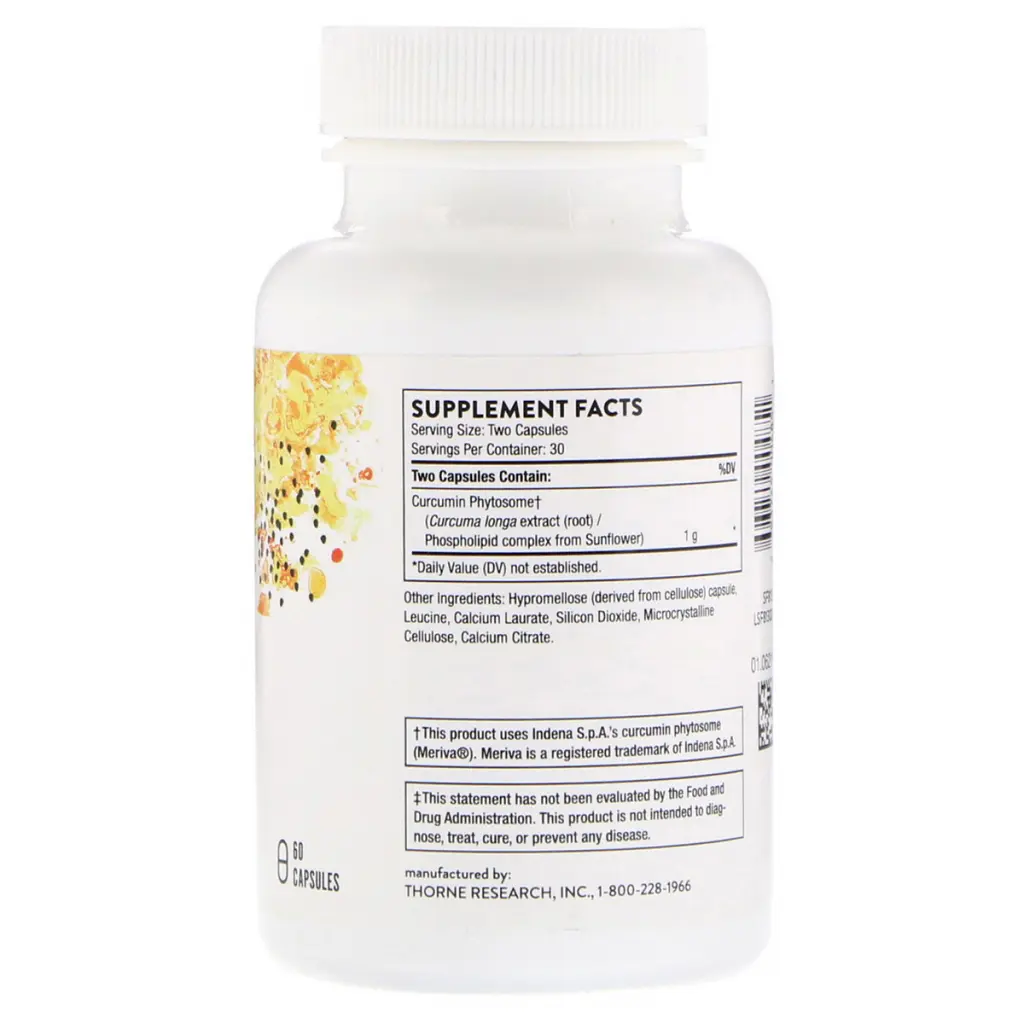 Трави Thorne Research Фітосоми куркумін 500-SF, Curcumin Phytosome Meriva, 60 геле (THR-00485) - фото 2