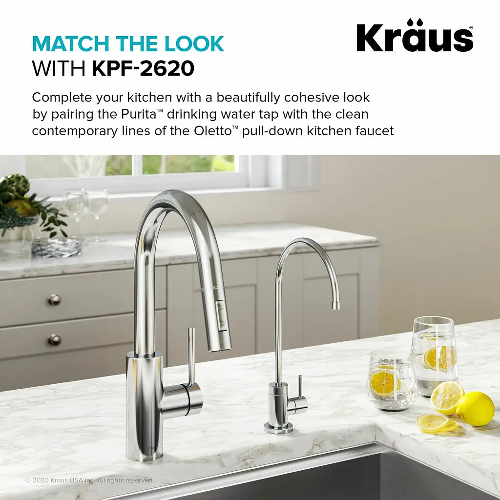 Кран кухонний до фільтру Kraus Purita FF-100CH, Хром - фото 9