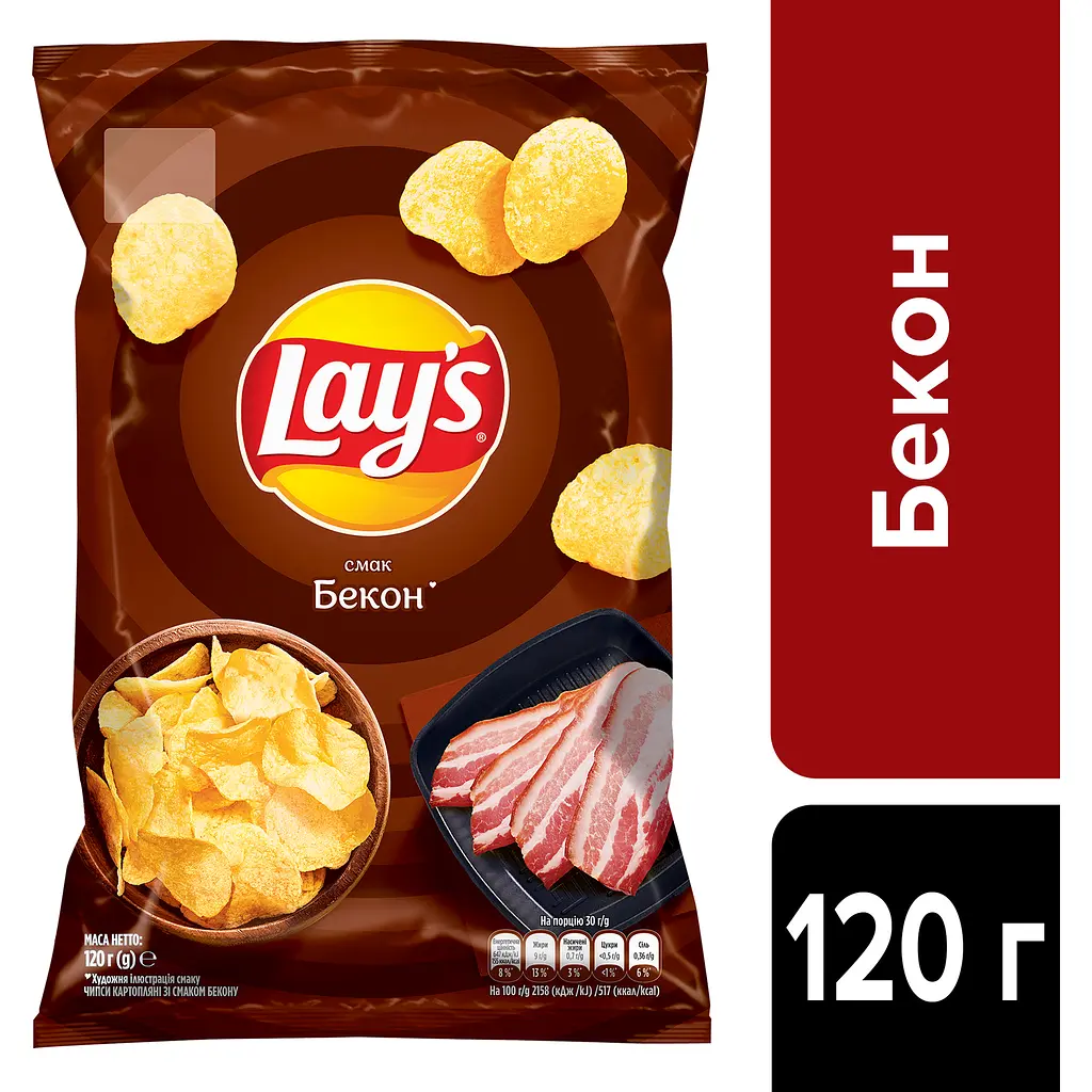 Чипсы Lays со вкусом бекона 120 г (920448) - фото 3