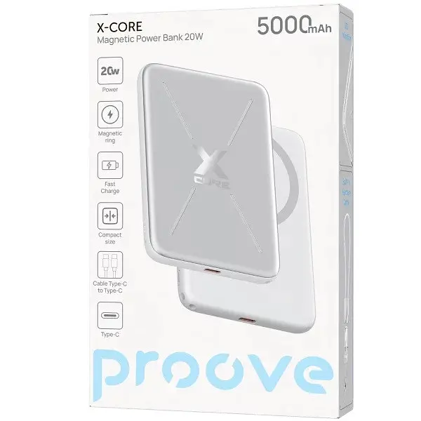 Універсальна мобільна батарея Proove X-Core 20W 5000mAh Сріблястий/Білий (PNXC20010006) - фото 7