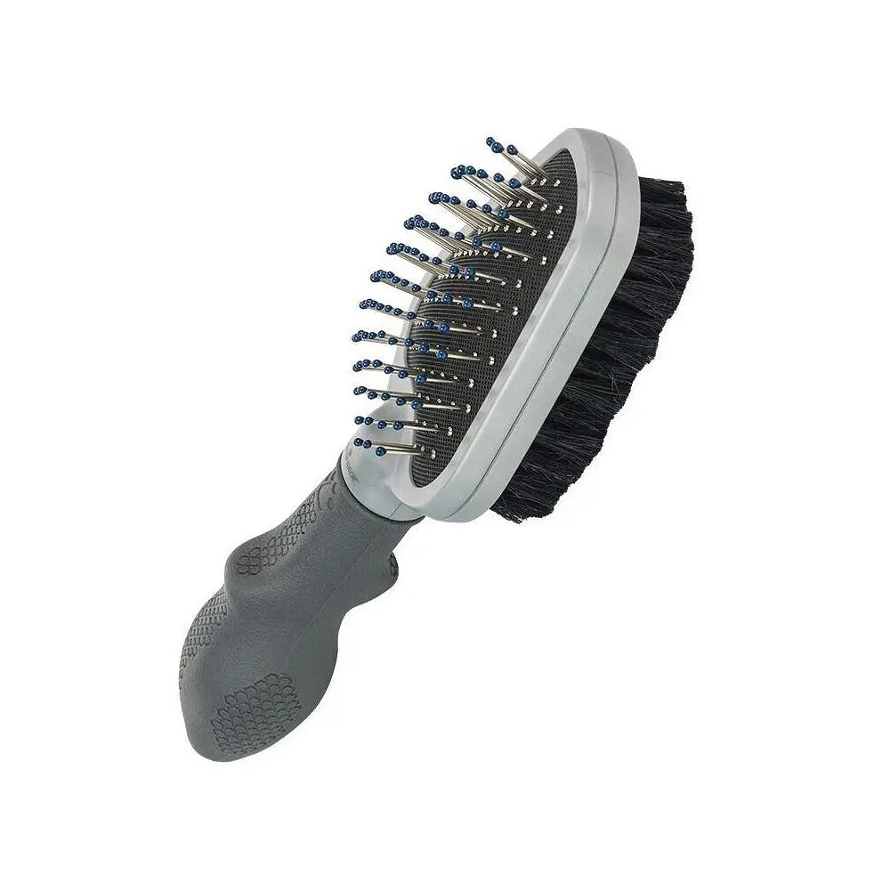 Гребінець-щітка FURminator для котів та собак двостороння з гумовою ручкою та захисними кульками - фото 2