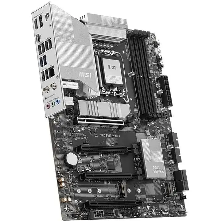 Материнська плата MSI PRO LGA1851, B860-P WIFI, B860, 4xDDR5, 1xPCI-E 5.0 x16, 3xPCI-E 4.0 x16, 4xSATA3, 3xM.2, ALC897, Realtek 8126 5Gb, WiFi 7, Bluetooth 5.4, HDMI/DP/Type-C, ATX - фото 3