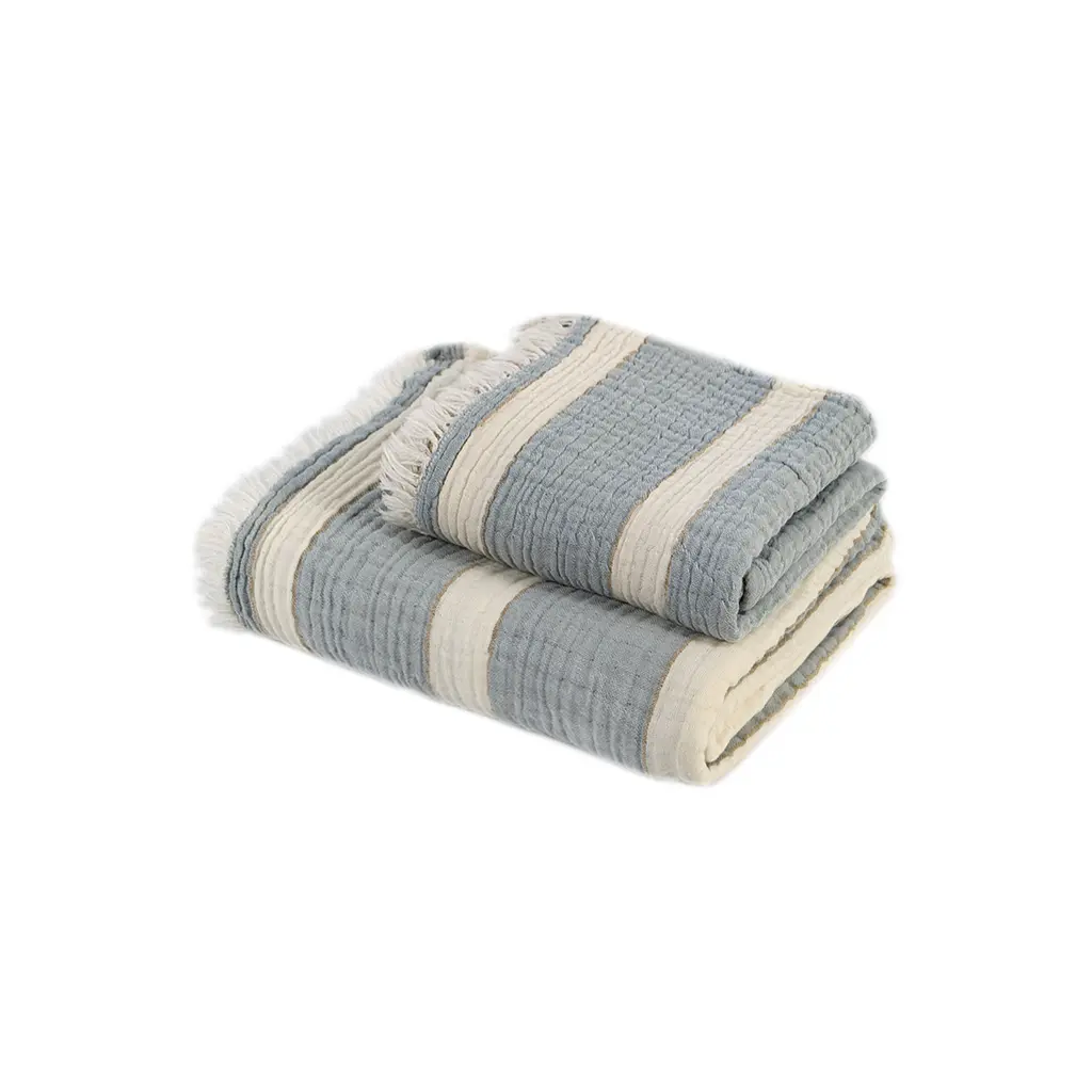 Рушник Lotus Home - Milana muslin lead blue-khaki 80x160 - фото 8
