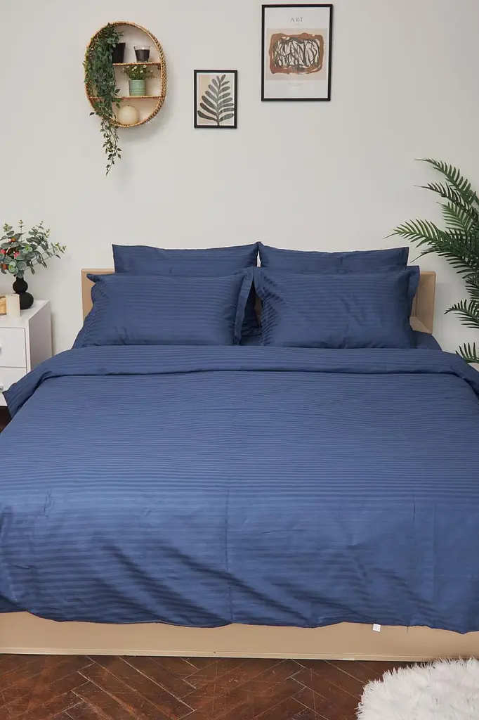 Комплект постельного белья Moon&Star Детский 110x140 см наволочки 2x40x40 см Delfi Blue Satin Stripe - фото 2