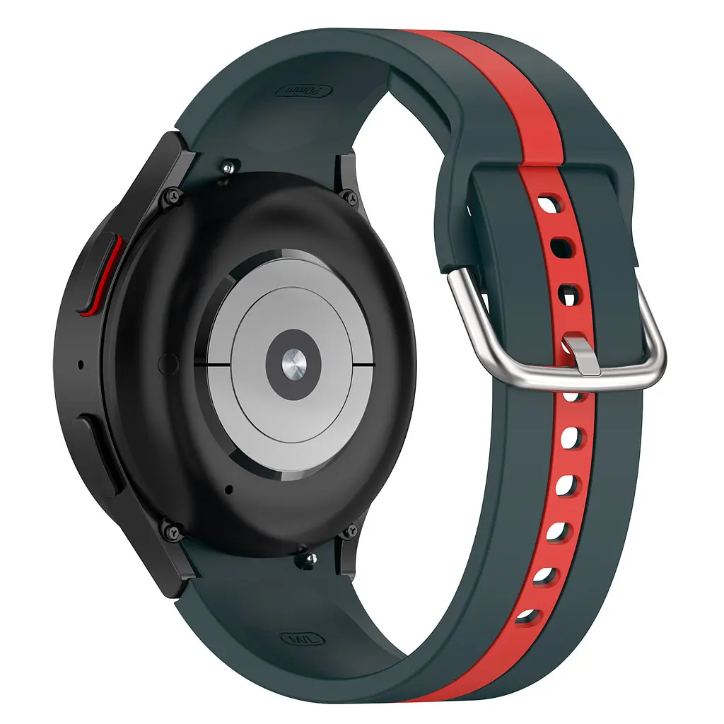 Браслет D2 для Samsung Galaxy Watch 6 - темно-зелено-красный ширина крепления 20мм силикон Watchbands (W17-2WB534554354) - фото 2