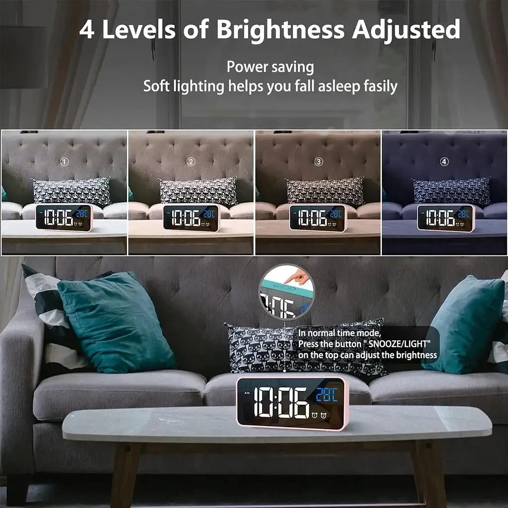 Будильник Latec цифровий з великим світлодіодним дисплеєм температури, годинник з 10 звуками - фото 6