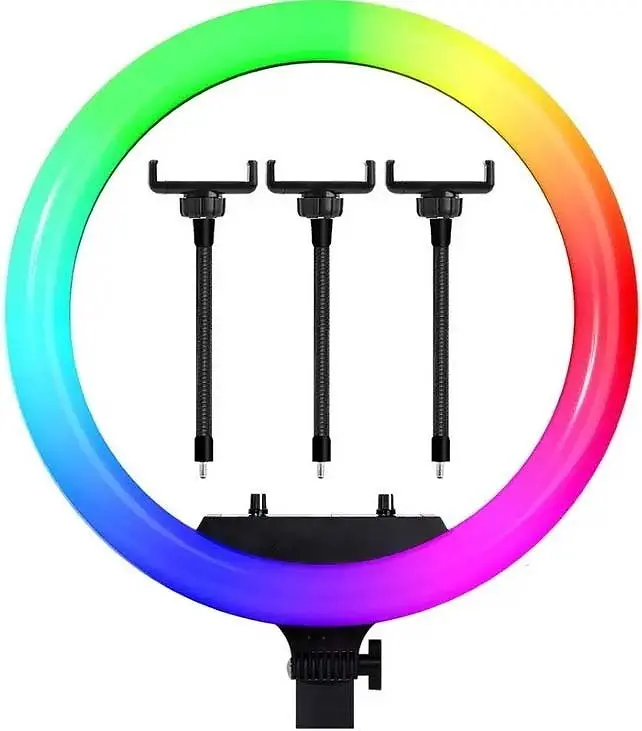 Кільцева світлодіодна LED лампа RIAS RL-18 RGB на 3 тримачі з пультом ДУ 45 см (3_04095) - фото 2