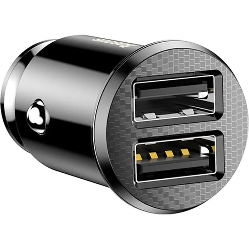 Автомобильное зарядное устройство Baseus Grain Metal 3.1A/2USB Black - фото 4