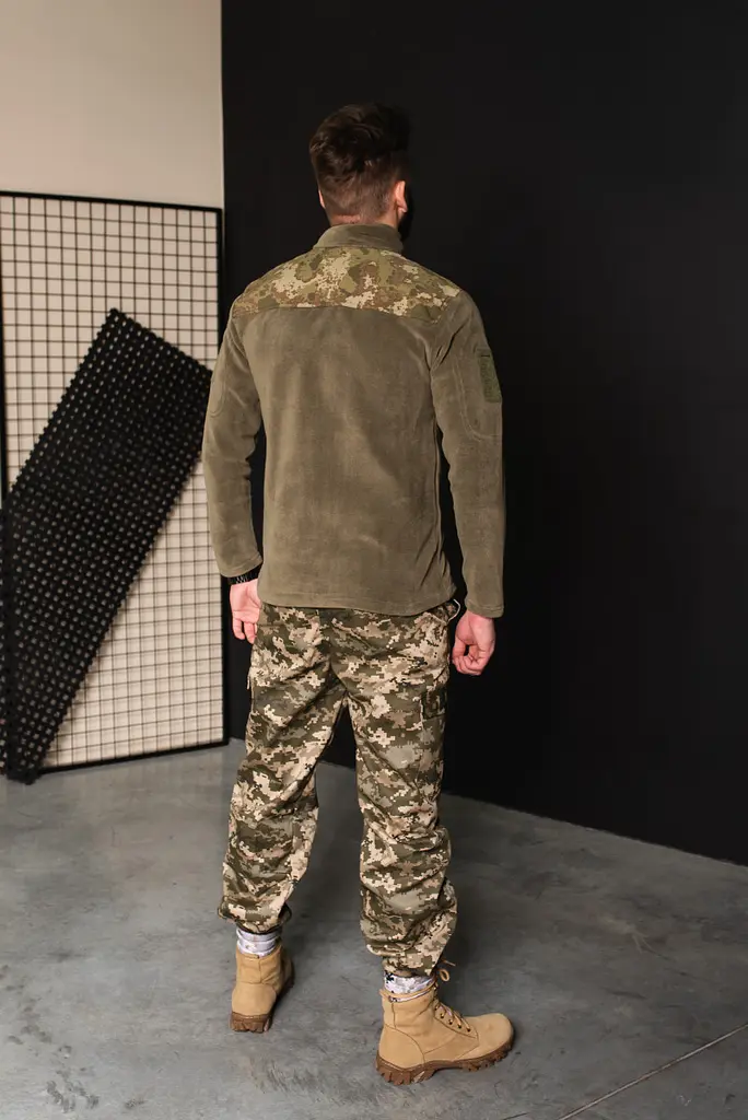 Кофта флісова чоловіча тактична з липучками під шеврони Bikatex Туреччина ЗСУ Мультикам 8102 XL хакі - фото 5