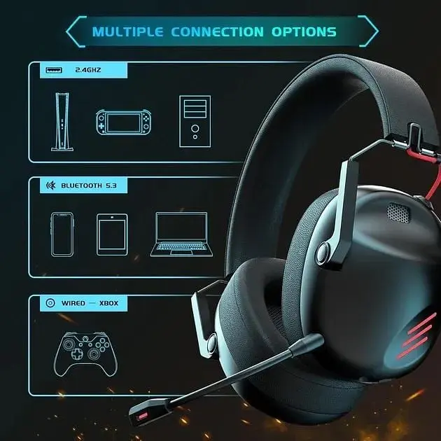 Бездротові ігрові навушники Gtheos Gaming Headset Captain 600 2,4 ГГц USB для PS4/PS5/ПК, BT 5.3 - фото 2