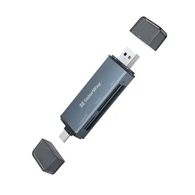 Зчитувач флеш-карт ColorWay USB 2.0/USB-C to CF/SD/MicroSD (CW-CR-01) - фото 2