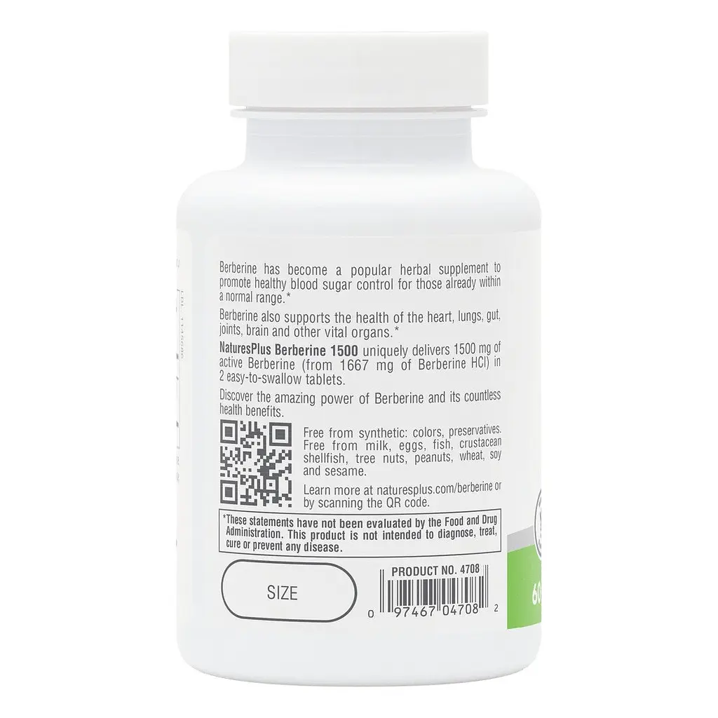 Берберин Natures Plus PRO Berberine 1500 mg, 60 таблеток - фото 3