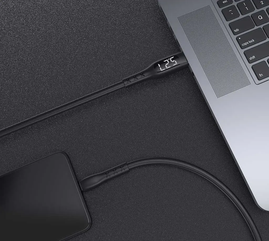Кабель з дисплеем WSKEN Cable USB to Type-C 2A 1.2m Black - фото 7