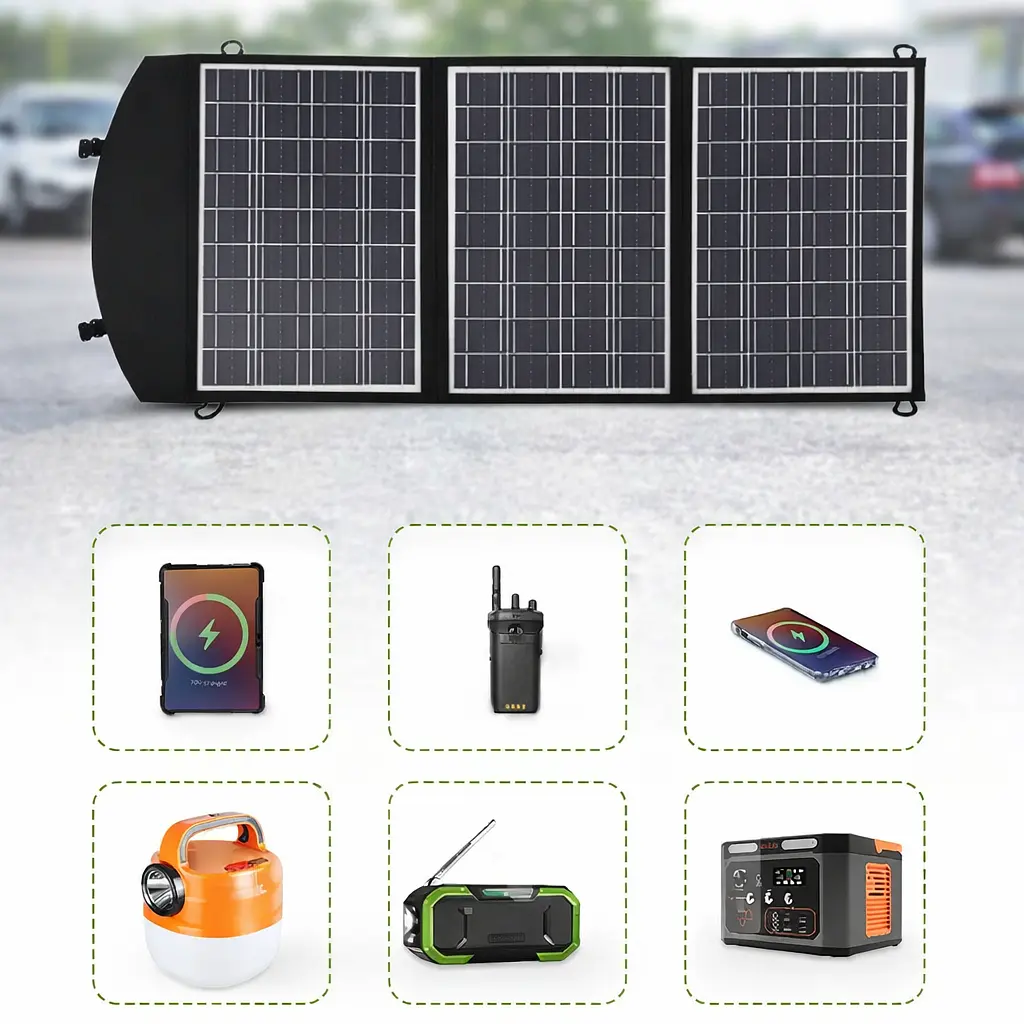 Складна Сонячна Панель 100 W / Портативна сонячна панель на 3 секції USB 100 W - фото 2