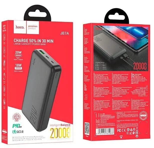 Повербанк Hoco J87A PD20W+QC3.0 20000 MAH Black - фото 5