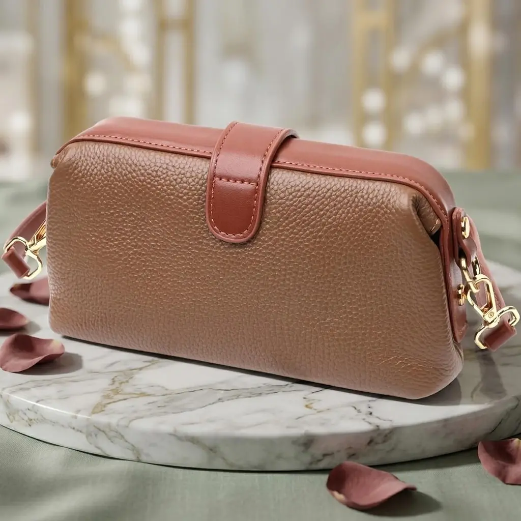 Красивий клатч з цікавою клямкою з натуральної шкіри Vintage 22425 коричневий - фото 4