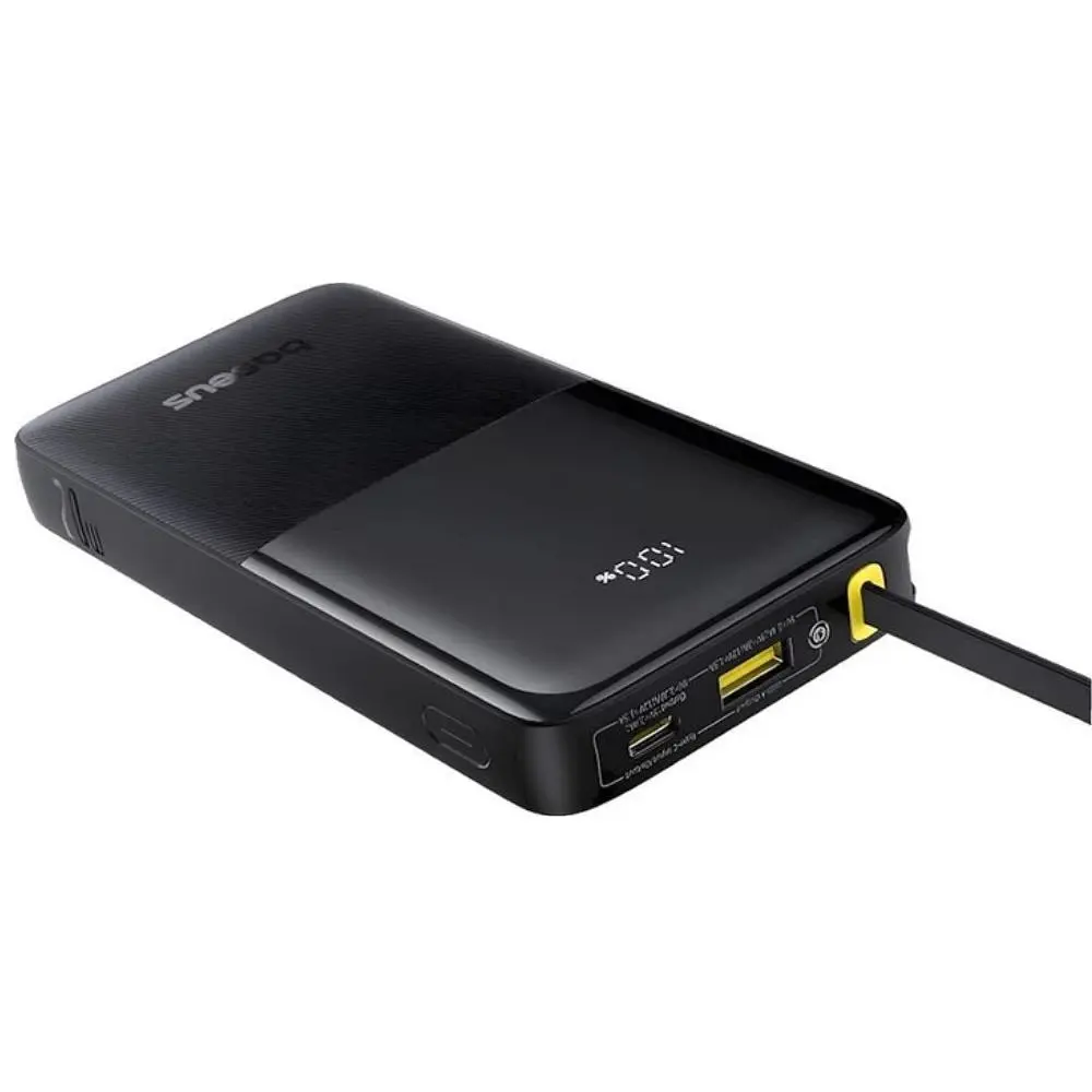 Зовнішній акумулятор Baseus Bipow 2 Digital Display Power Bank With Built-in USB-C Cable 10000mah 20W Cluster Black (P10077101113-00) - фото 4