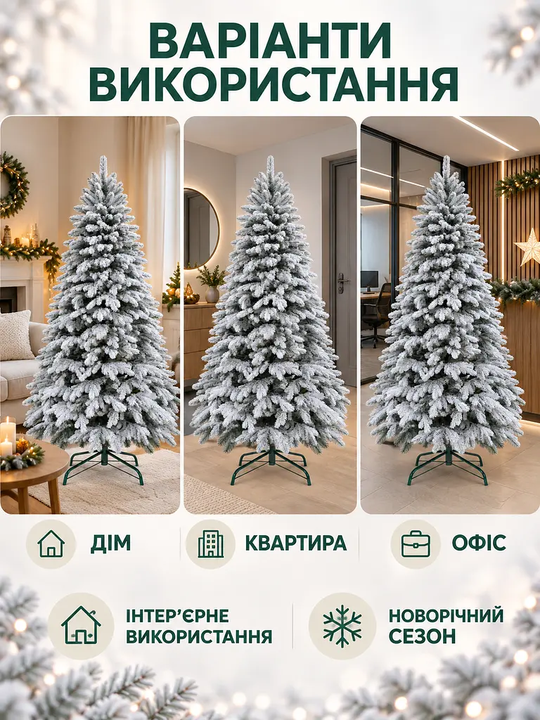 Лита штучна засніжена ялинка ЗЕ18 Говерла 180 см на металевій підставці (49676486) - фото 5