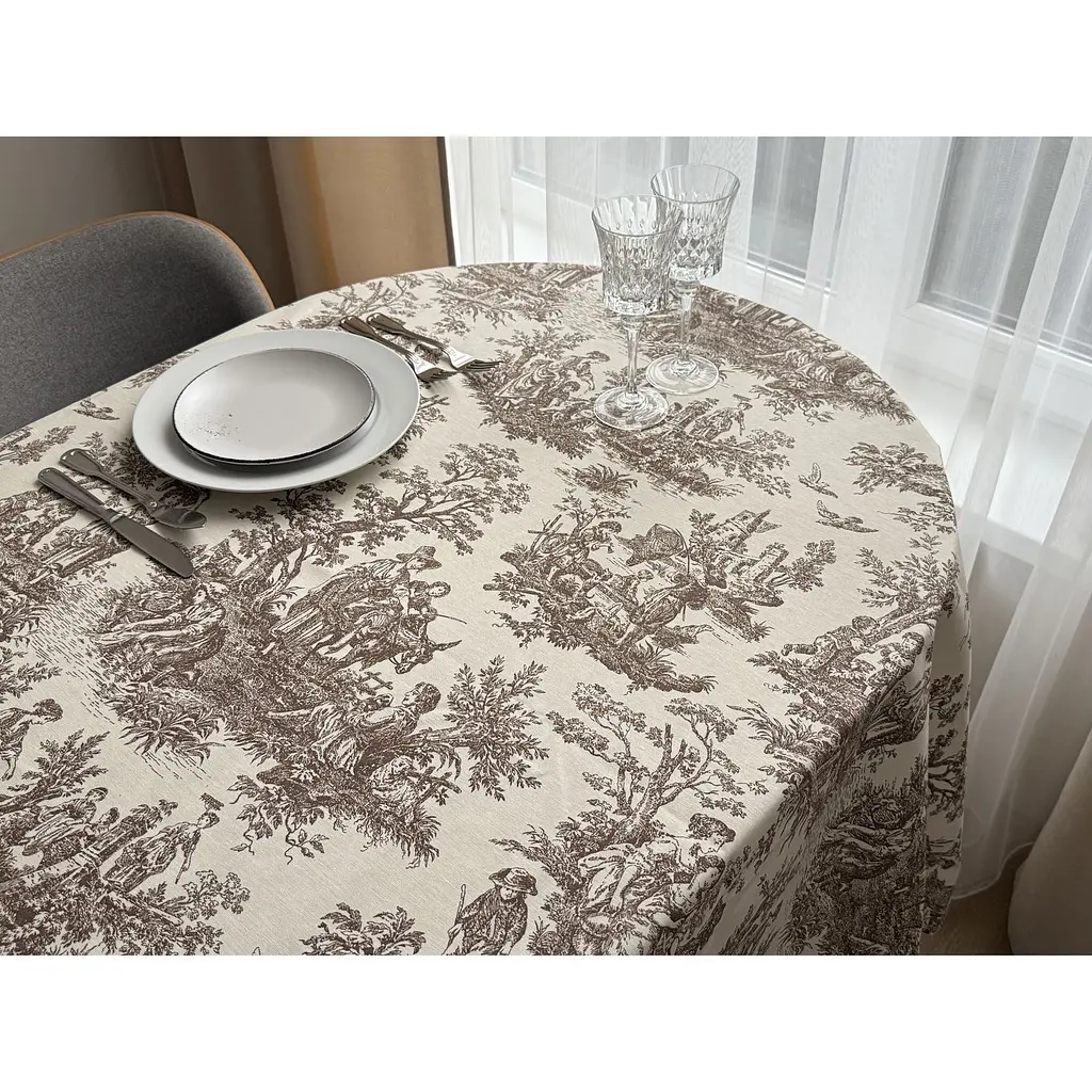 Скатерть тефлоновая Ecotton Duck 170х220 см Люди в кустах бежевая (25003) - фото 2