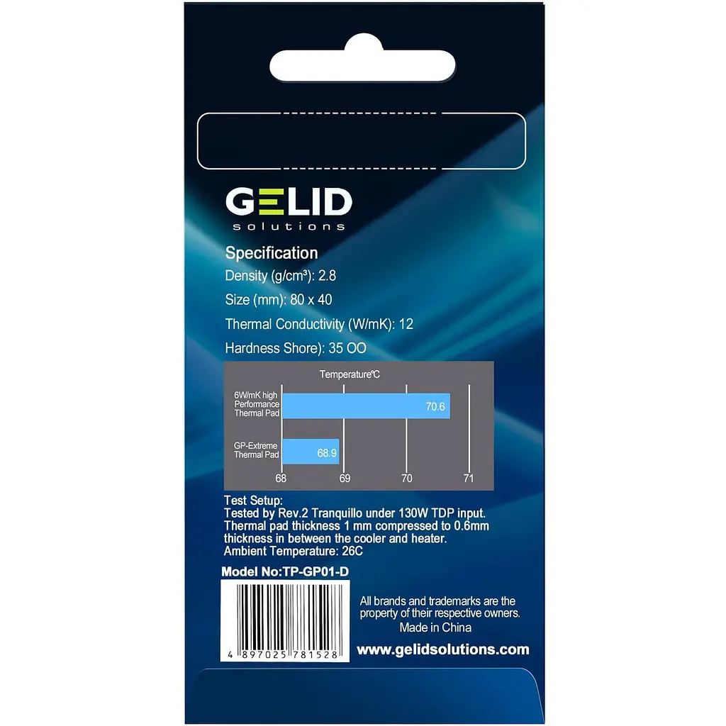 Термоінтерфейс Evolution Gelid Solutions GP-Extreme 80x40x2.0 mm TP-GP01-D - фото 3