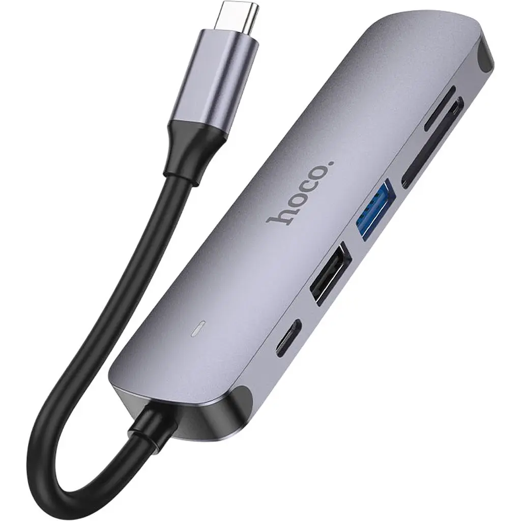 USB-хаб Hoco HB28 6-in-1 Metal Gray (769336) [169699] - фото 2