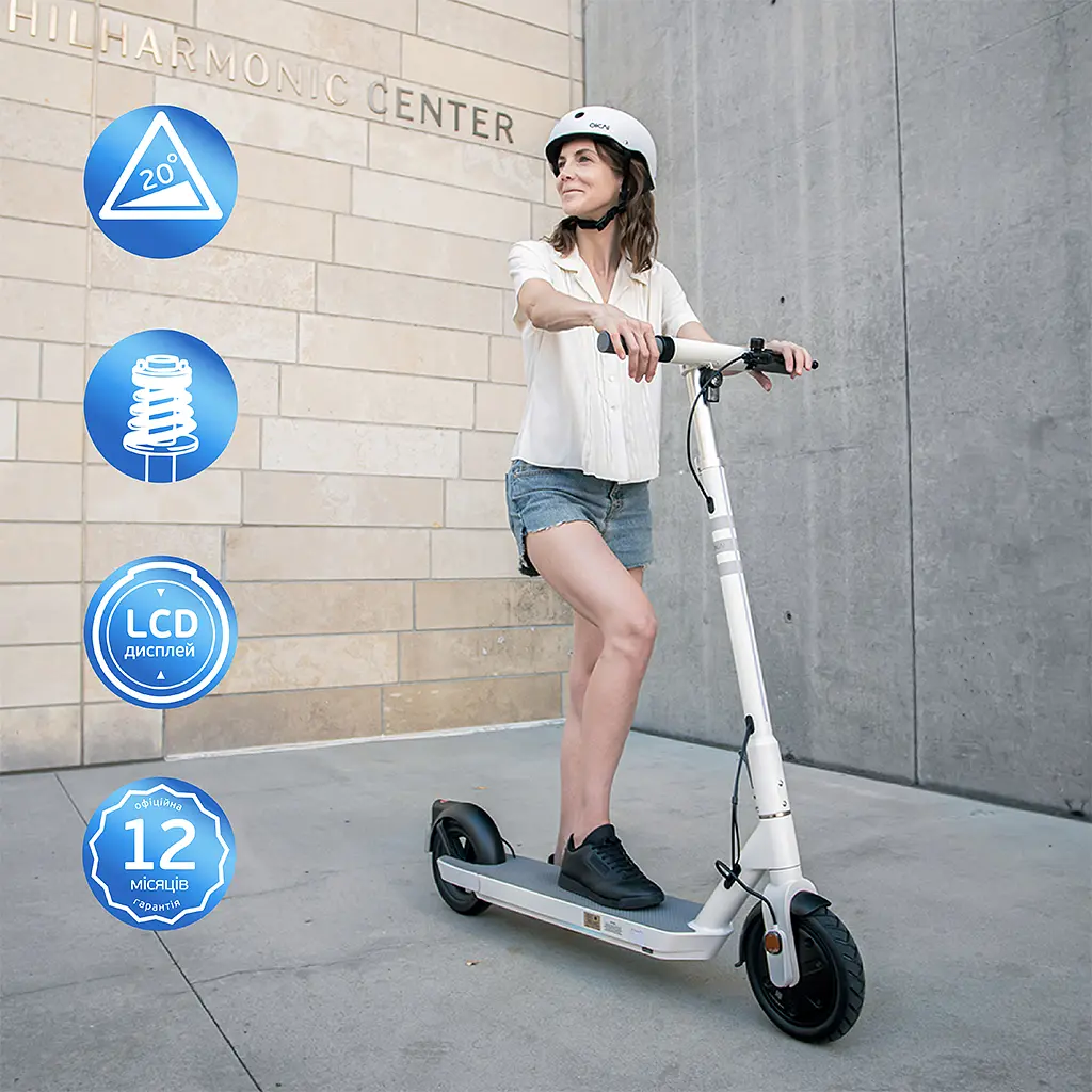 Електросамокат OKAI ES20-NEON White 9", 300(600)W, 9.8Ah, 40km, 25km\h, 20%, NFC, App, 16kg (ES20-W) - фото 7