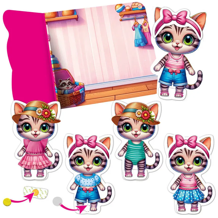 Игра развивающая с липучками "Котенок" Vladi Toys VT1320-03, 10 элементов одежды - фото 2