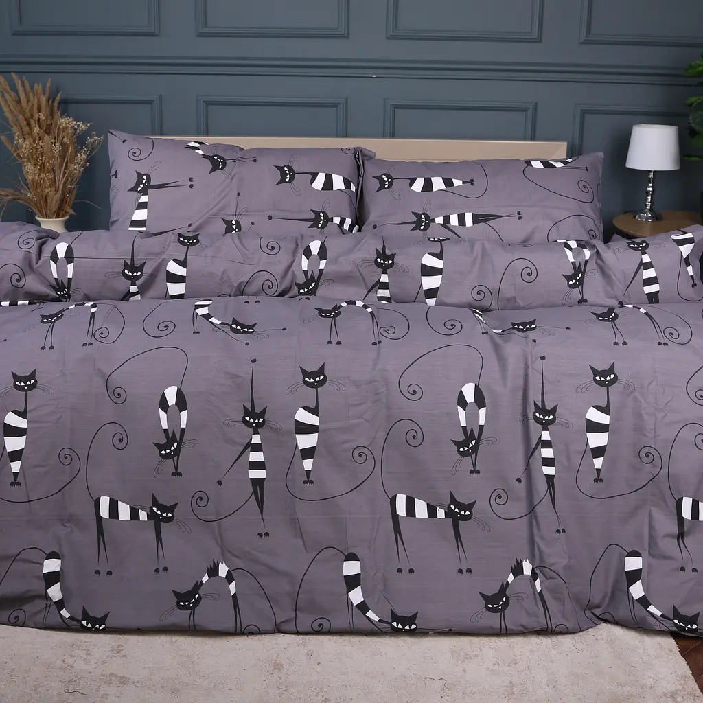 Простынь MirSon Бязь Night cats 150х220 см (2200011151977) - фото 2
