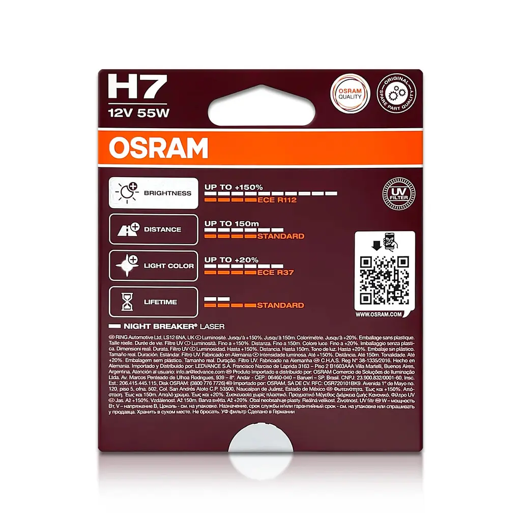 Комплект галогенових ламп OSRAM H7 64210NL-2HB Night Breaker LASER NG +150% 55W 12V PX26d (2 шт) - фото 7
