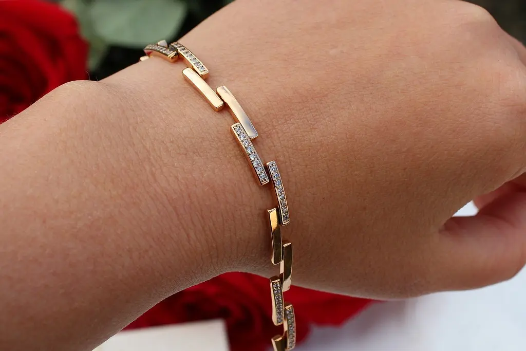 Браслет Xuping Jewelry Шахматка 17 см 6 мм золотистий - фото 2