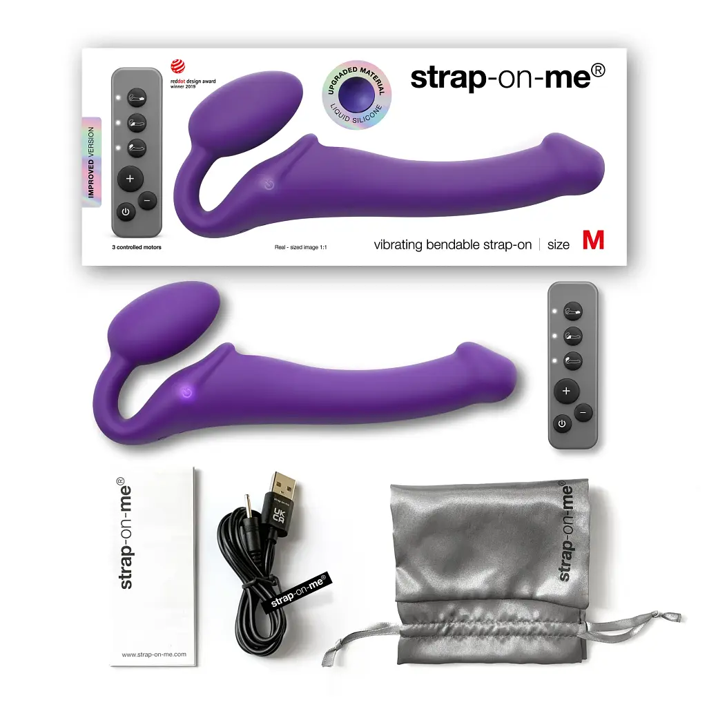 Безремінний страпон Strap-On-Me Vibrating M, 18 см - фото 6