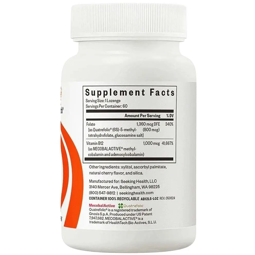 Метил B12 с L-метилфолатом Seeking Health Methyl B12 with L-Methylfolate со вкусом вишни 60 таблеток - фото 2