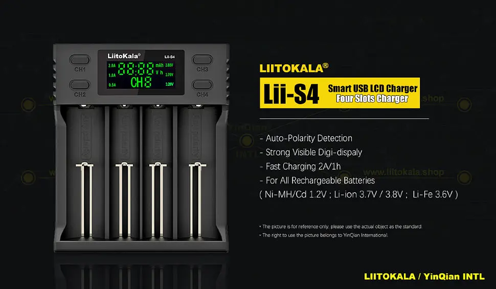 Зарядний пристрій Liitokala Lii-S4, 4 канала, Ni-Mh/Li-ion/LiFePo4, USB, LCD, Box - фото 3