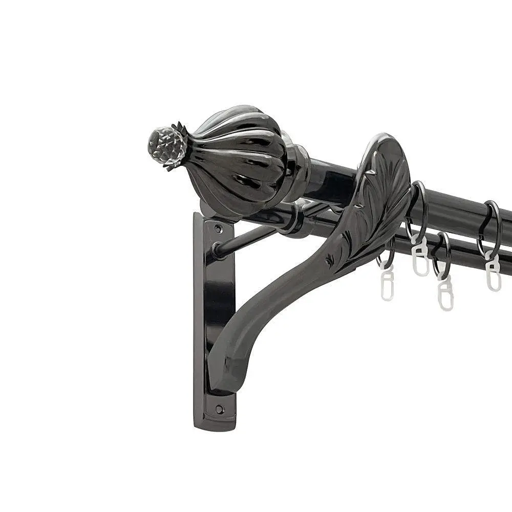 Карниз Orvit Таджа-Кристал металевий дворядний ретро гладка труба кільце металеве Онікс 25\19 мм 240 см (00-00021525)